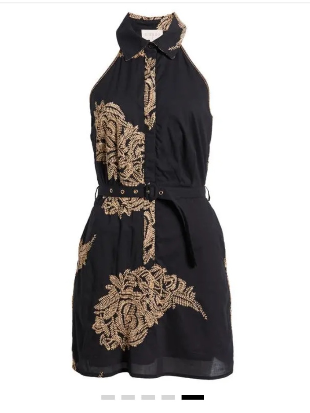 Ciebon Frances Embroidered Belted Shirt Dress Preppy Boho Vacation Womens L